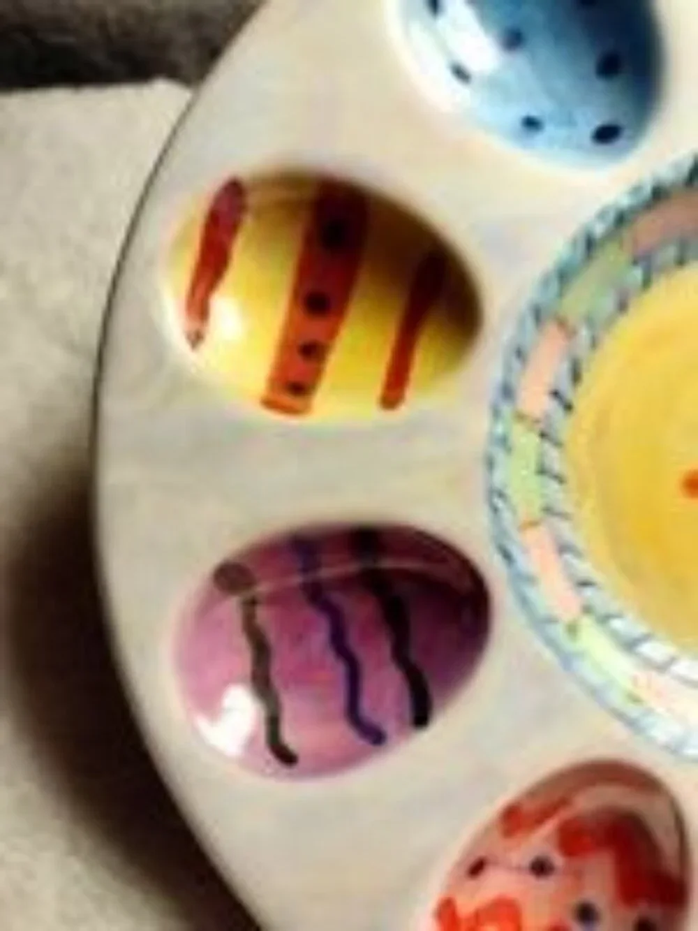 Easter Deviled Egg Plate Serving Tray Ceramic Colorful Cute Home Decor Festive